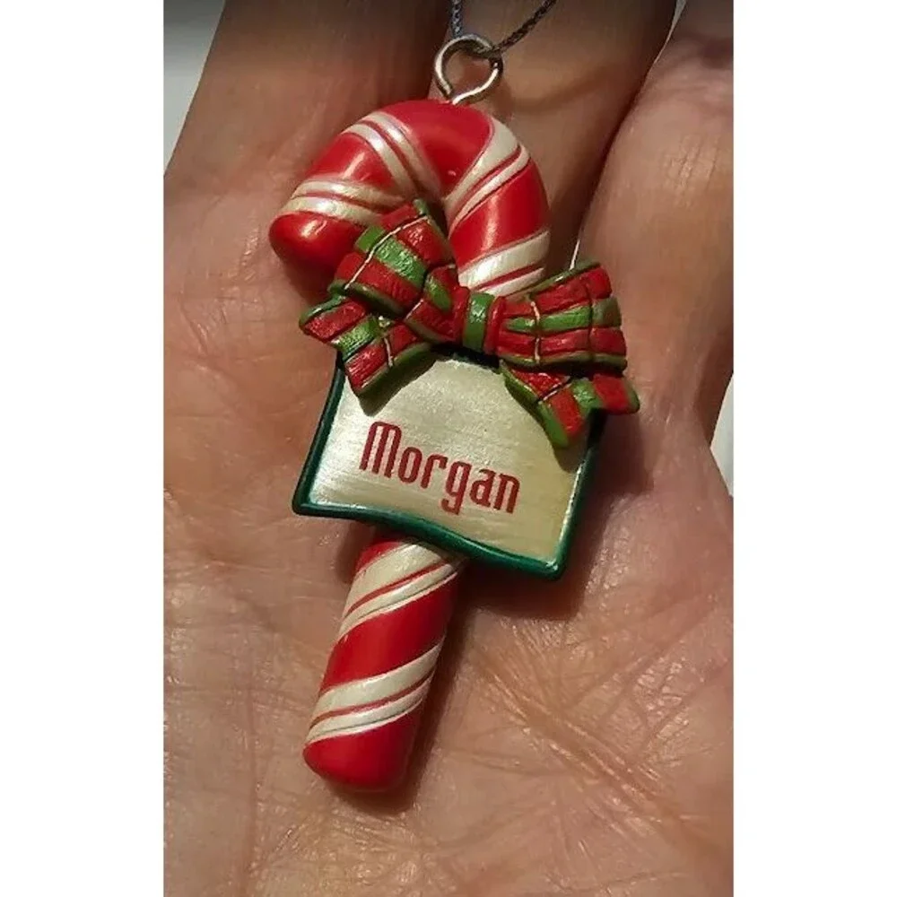 Ganz Candy Cane Christmas Ornament Red Personalized - Morgan